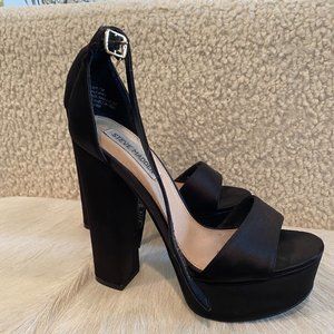 Steve Madden Black Satin Heels